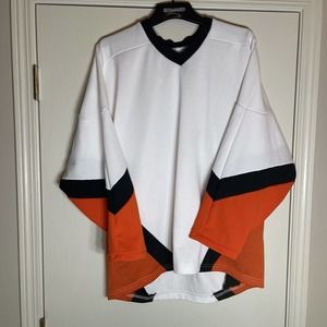 Koronis White Blank Hockey Jersey orange black Sz M medium USA slight stains